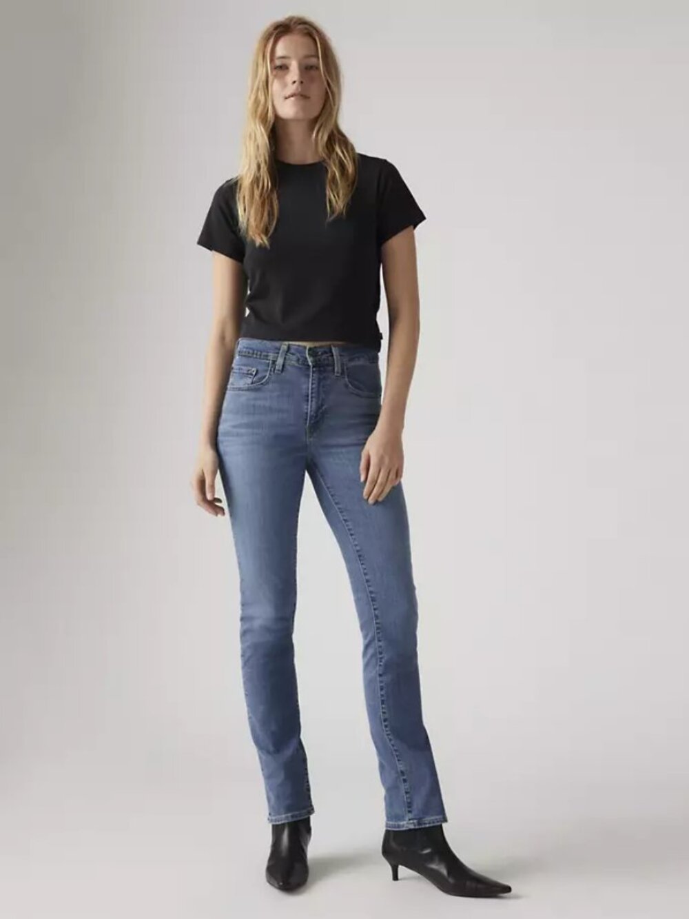 Levi's 724 High Rise Slim Straight Jeans Blue Wave Wash 26W x 32L Premium